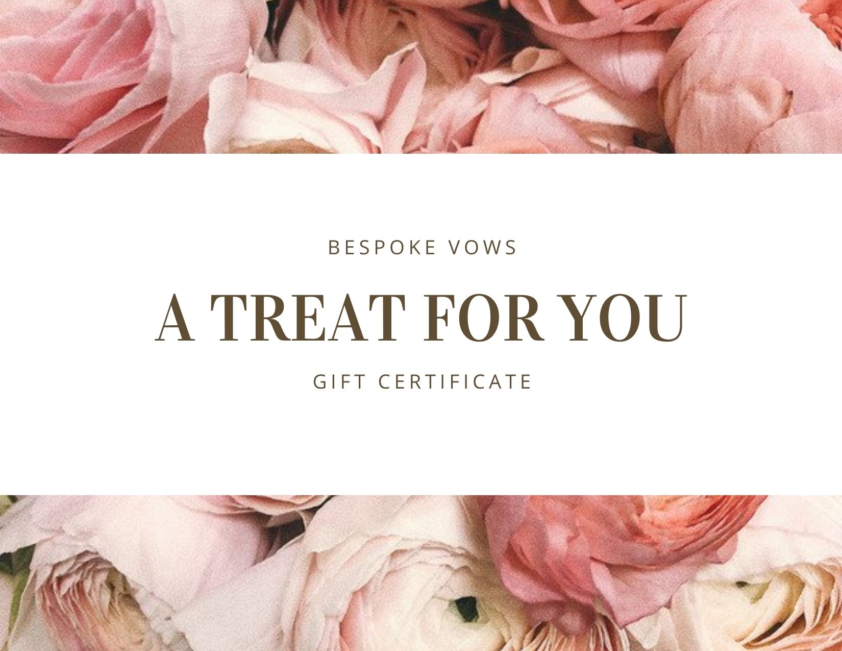Bespoke Vows gift certificate product image with roses.